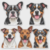 Ensemble de stickers Chiens avec visage détaillé (Devant)