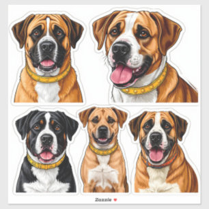Ensemble de stickers Chiens avec visage détaillé