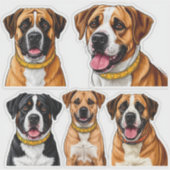 Ensemble de stickers Chiens avec visage détaillé (Devant)
