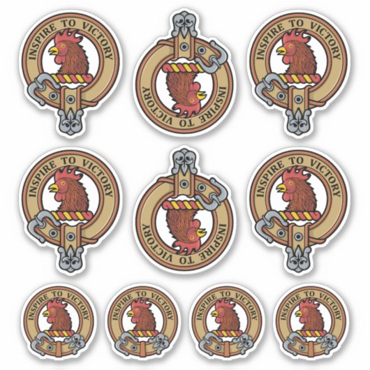 Ensemble de stickers Clan Currie Rooster Crest (Devant)