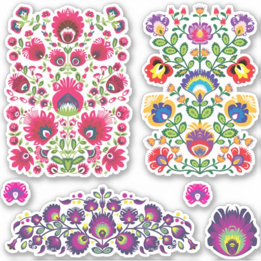 😍 ensemble de stickers de baiser style Wycinanki (Devant)