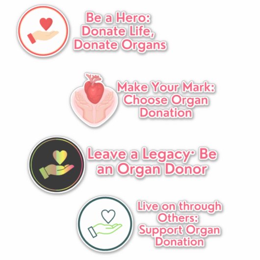 Ensemble de stickers de don d'organes (Devant)