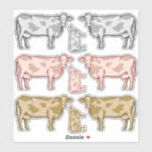 Ensemble de stickers de profil de vache (Feuille)