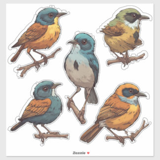 Ensemble de stickers d'oiseaux chanteurs de printe