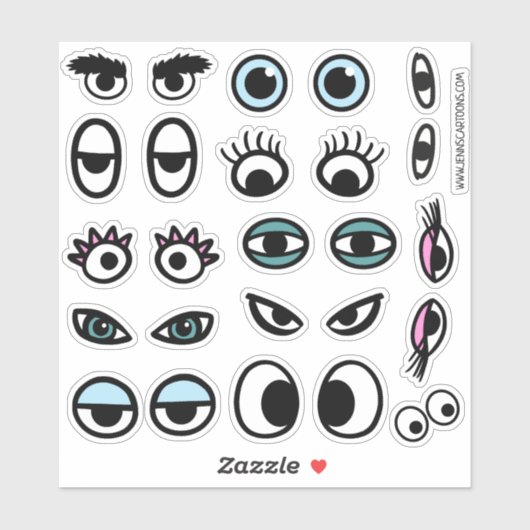 Ensemble de stickers Drôle Eyeballs Cartoon Eyes (Feuille)