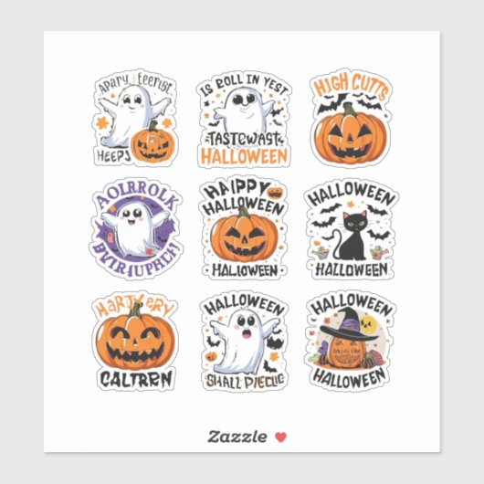 Ensemble de stickers Fun Éffrayant Halloween Desig (Feuille)