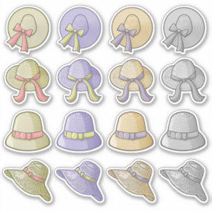 Ensemble de stickers Icônes de femme Casquette