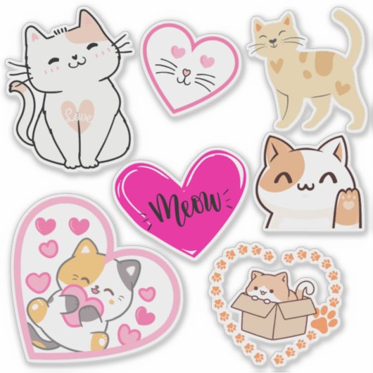 Ensemble de stickers Kitty Cat Valentine (Devant)