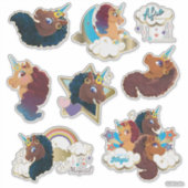 Ensemble de stickers magiques Afro Licorne (Devant)
