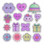 Ensemble de stickers mignons Kawaii avec des cœurs (Devant)