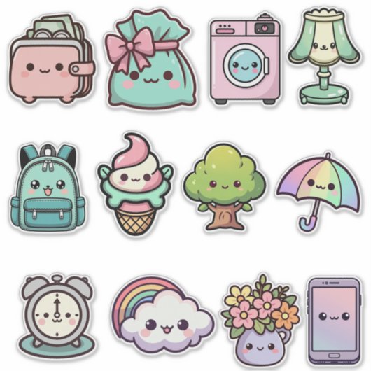 Ensemble de stickers mignons Kawaii pour le quotid (Devant)