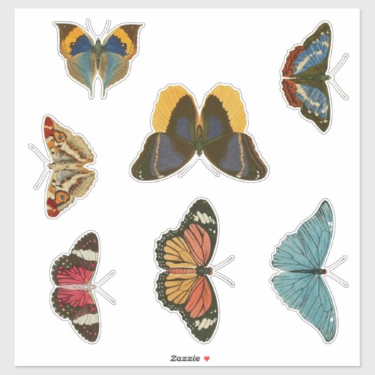 Ensemble de stickers papillons vintages (Feuille)