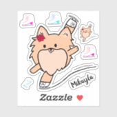 Ensemble de stickers Patinage Figure Pom Cute (Feuille)
