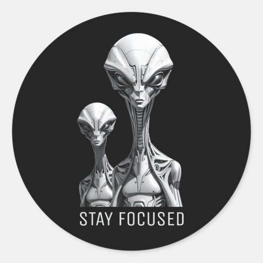 Ensemble de stickers ronds Aliens robots (Devant)