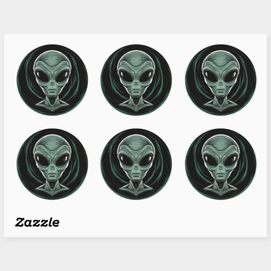 Ensemble de stickers tête Alien gris (Feuille)