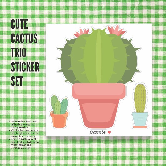 Ensemble de stickers Trio Cactus
