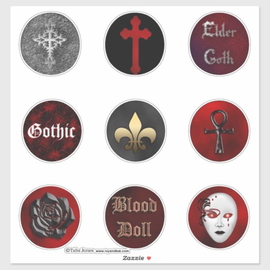 Ensemble de stickers Vampire Gothic Round Collecto (Feuille)