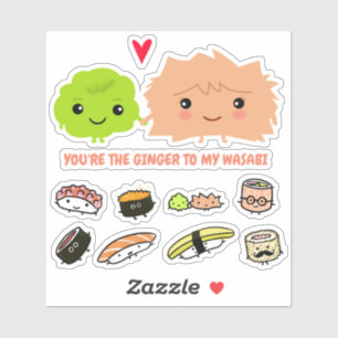 Ensemble de stickers Vinyl Ginger, Wasabi et Sushi