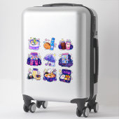 Ensemble de stickers vinyles Kawaii snacks de nuit (Sur valise)