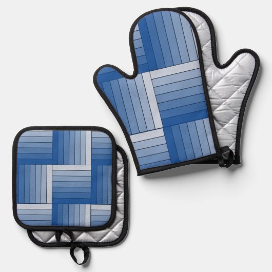 Ensemble de support de pot - Tissu de ruban bleu o (Recto/Verso)