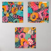 Ensemble de trois graffitis colorés (Recto)