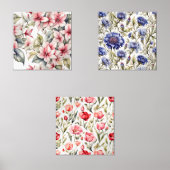 Ensemble de trois imprimés floraux élégants et chi (Recto)