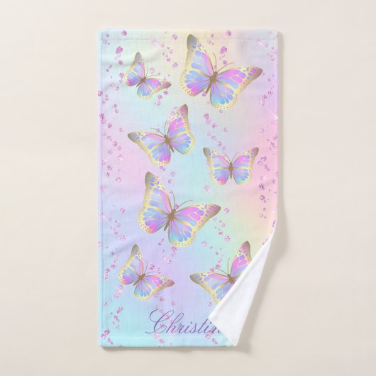 ensemble de trois serviettes de papillons design (Serviette à main)