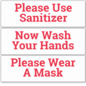Ensemble de trois stickers d'hygiène sanitaire (Devant)