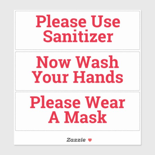 Ensemble de trois stickers d'hygiène sanitaire (Feuille)