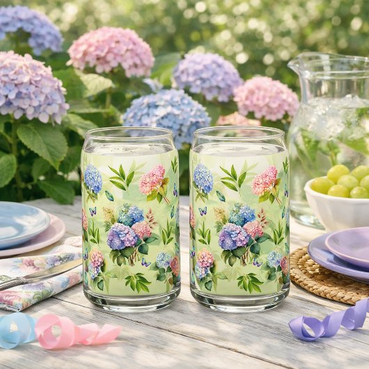Ensemble de vaisselle Hydrangea Floral Bleu et Ros