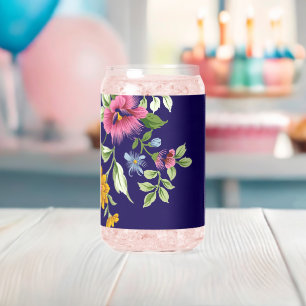 Ensemble de verre à boire Fleur Bleu Peut Verre