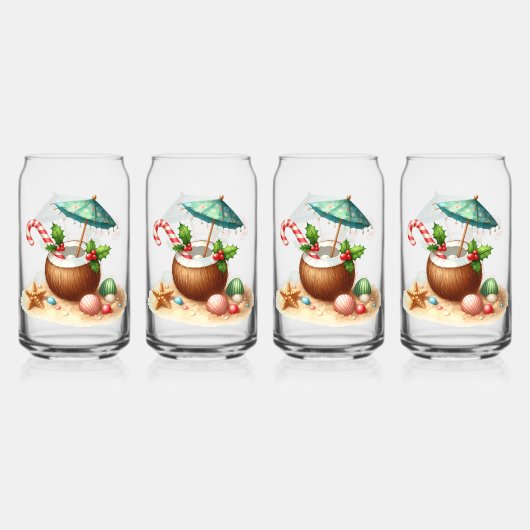 Ensemble de verre à boire - Noël tropical (Recto)