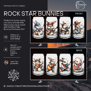 Ensemble de verre à boire Rock Star Bunnies