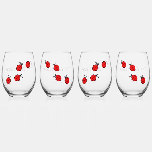 Ensemble de verre à vin de conception Ladybugs (Recto)