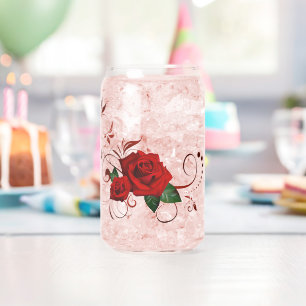 Ensemble de verre Love Red Rose Floral 