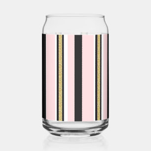 Ensemble de verre Pink & White Gold Black Stripe