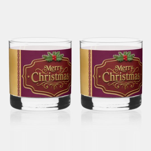 Ensemble de verres à roche de Noël joyeux (Recto)