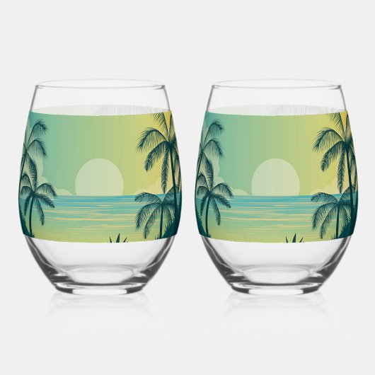 Ensemble de verres à vin Couchers de soleil avec P (Verso)