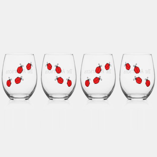 Ensemble de verres à vin Ladybugs Design (Recto)