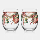 Ensemble de verres à vin Noël Guirlande (Verso)