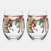 Ensemble de verres à vin Noël Guirlande (Gauche)