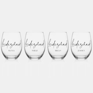 Ensemble de verres à vin personnalisés Bridesmaid