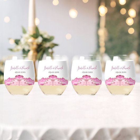 Ensemble de verres de mariage en pierre d'agate ro