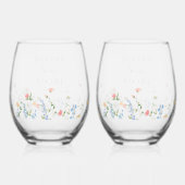 Ensemble de verres pour couple de mariage à fleurs (Verso)
