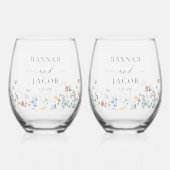Ensemble de verres pour couple de mariage à fleurs (Recto)