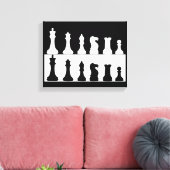 Ensemble d'échecs noir et blanc sur toile murale (Insitu(Salon))