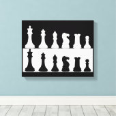 Ensemble d'échecs noir et blanc sur toile murale (Insitu (Plancher de Bois))