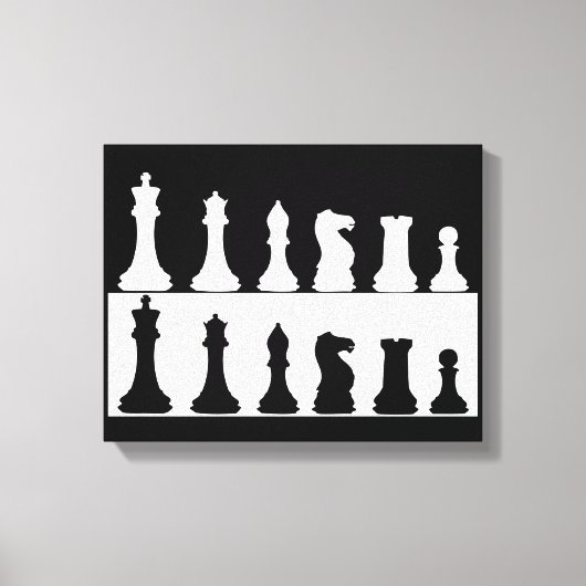 Ensemble d'échecs noir et blanc sur toile murale (Recto)
