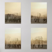 Ensemble d'impression de troupeau d'éléphants au c (Recto)