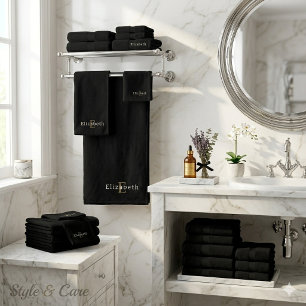 Ensemble élégant de serviettes de bain noires pers